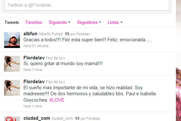 Nacieron en Estados Unidos los mellizos de Flor de la V