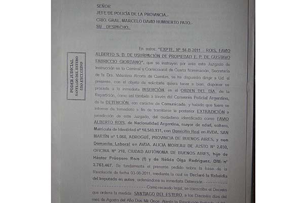 expediente La orden de detención est� fechada en agosto pasado 