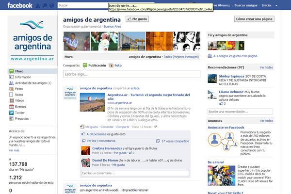 Argentina ya tiene maacutes de 135 mil amigos en Facebook
