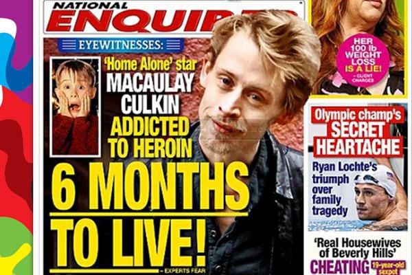 Así presentó la noticia sobre Macaulay Culkin el semanario National Enquirer