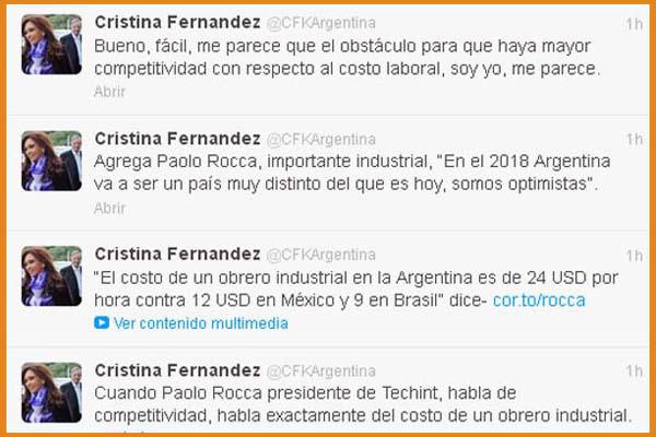Gobierno versus Techint- Cristina habloacute a Rocca desde Twitter