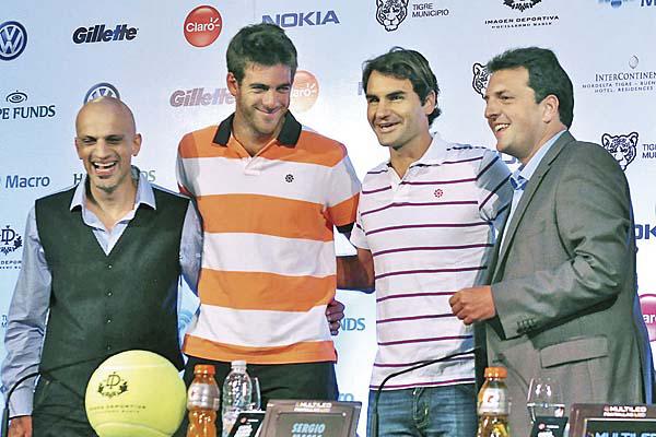 ANUNCIO Del Potro Federer y Sergio Massa intendente de Tigre en la conferencia de prensa