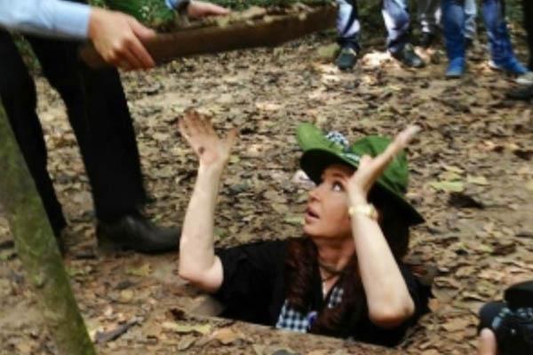 Cristina visitoacute los tuacuteneles de Cu Chi siacutembolo de la resistencia vietnamita