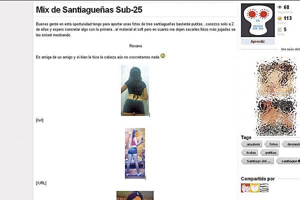 CAPTURA Un sitio de pornografía ofrece fotos de chicas santiagueñas con poca ropa