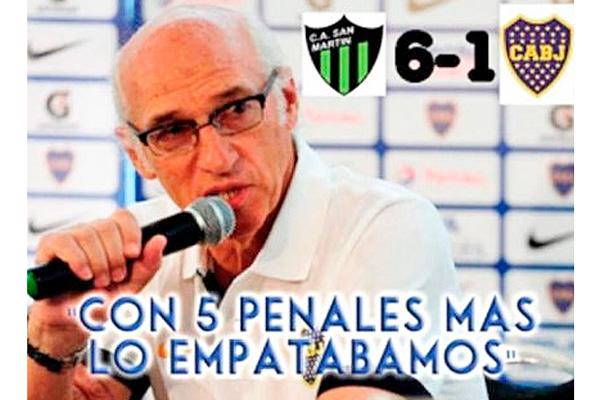 Los afiches de las cargadas a Boca por la goleada que le dio San Martiacuten de San Juan