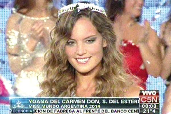 La santiaguentildea Yoana Don se coronoacute Miss Mundo Argentina 2014