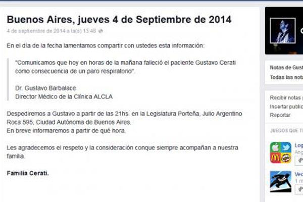 Parte meacutedico oficial- las causas de la muerte de Gustavo Cerati