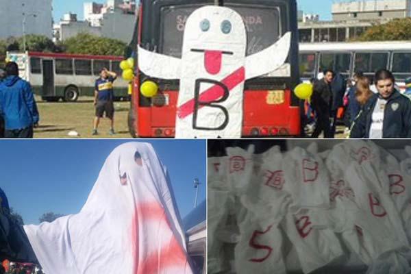 Con afiches y fantasmas los hinchas del Xeneize recibieron al Millonario