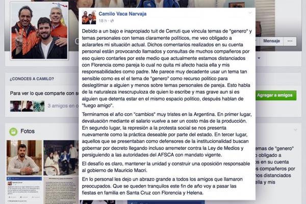 Florencia Kirchner se separoacute de Camilo Vaca Narvaja