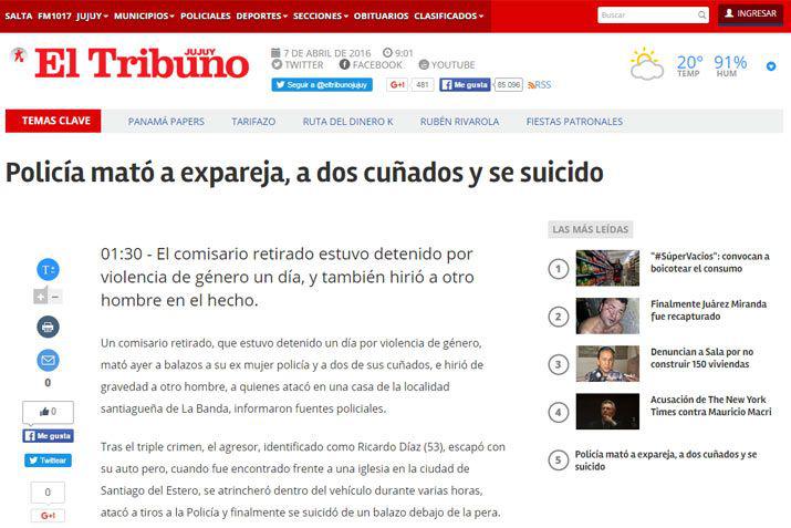 El triple crimen en La Banda en medios nacionales e internaciones
