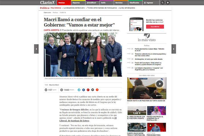 Los principales medios nacionales e internacionales se hicieron eco de la carta que escribioacute Macri para EL LIBERAL