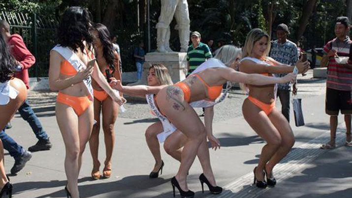 Las chicas de Miss Bum Bum jugaron al Pokeacutemon Go en las calles de San Pablo