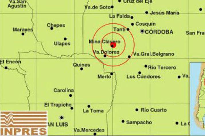 Mapa de la zona del temblor