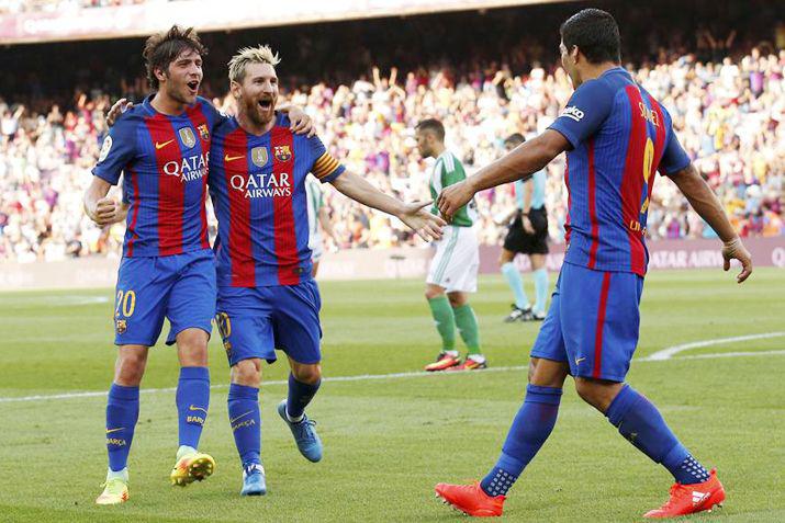 Messi festejó con el Barcelona