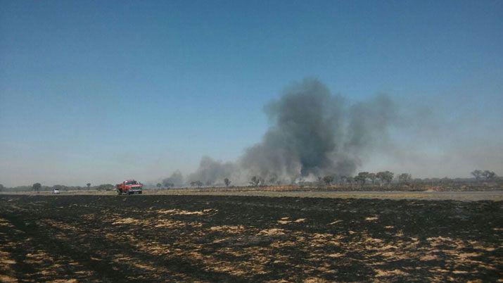 Bomberos sofocaron incendio de pastizales y monte en ruta 9