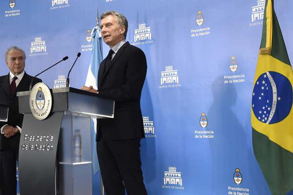 Macri y Temer duros con Venezuela y apuestan por la paz en Colombia