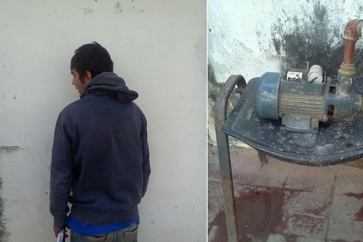 Sorprenden a delincuente con una bomba de agua que roboacute de una obra