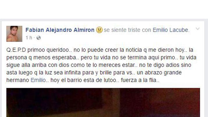 Dolor en las redes por la muerte del joven Emilio Lacube