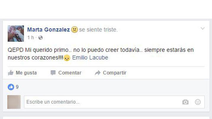 Dolor en las redes por la muerte del joven Emilio Lacube