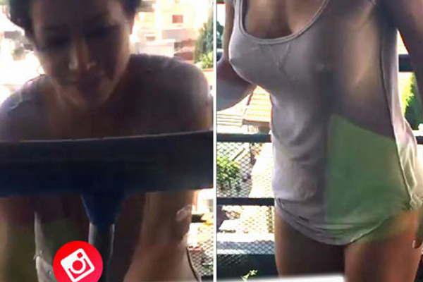 Adabel jugoacute a limpiar vidrios 