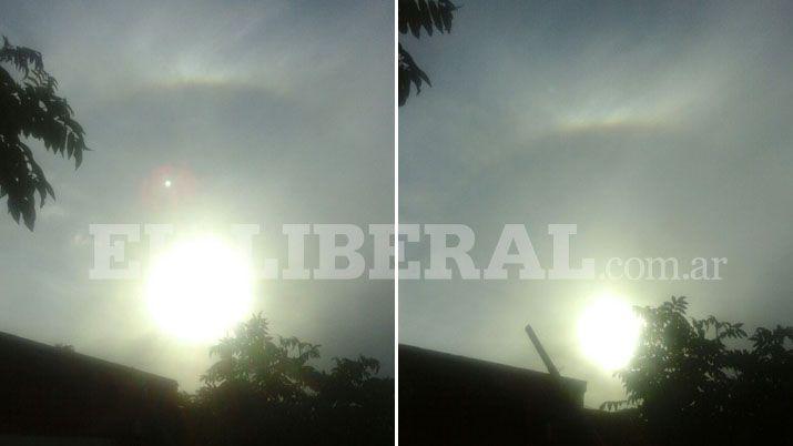 Aureola envuelve al sol y se puede observar un pequeño punto por encima de éste