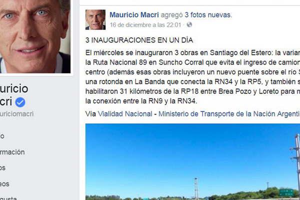 El presidente Macri destacoacute la concrecioacuten de las uacuteltimas obras viales inauguradas en Santiago