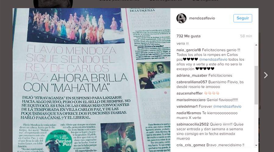 Flavio mostroacute en Instagram su nota con EL LIBERAL