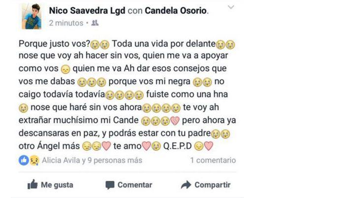 Dolor y resignacioacuten entre los amigos y conocidos de Candela Osorio