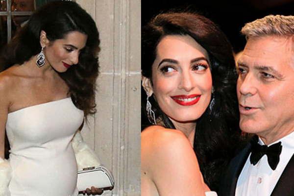 La esposa de George Clooney mostroacute por primera vez una incipiente y notable pancita de embarazada