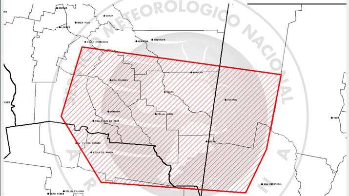 Alerta por tormentas fuertes con raacutefagas y caiacuteda de granizo