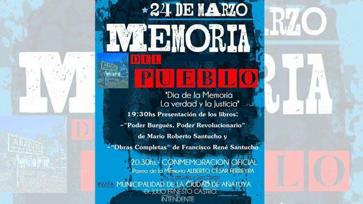 La ciudad de Añatuya conmemorar� el Día de la Memoria