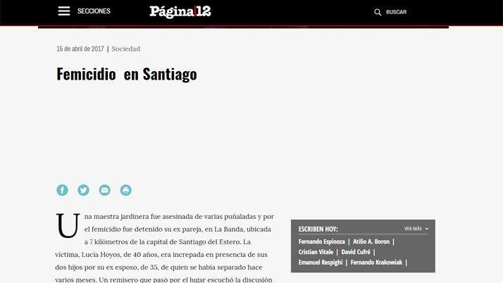 Diarios nacionales se hacen eco del femicidio de la maestra jardinera
