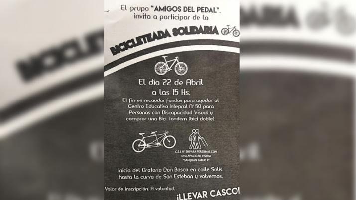 Invitan a bicicleteada solidaria