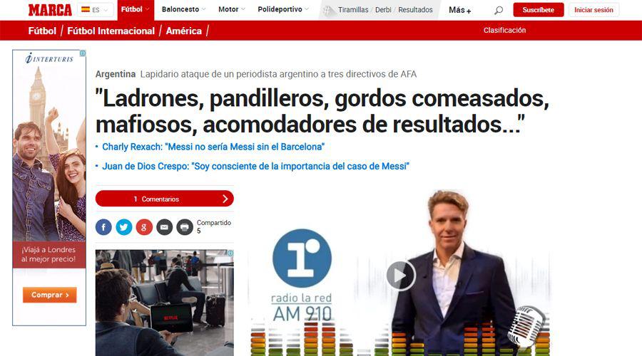 Marca se hizo eco de las acusaciones contra AFA y que involucran a Mitre