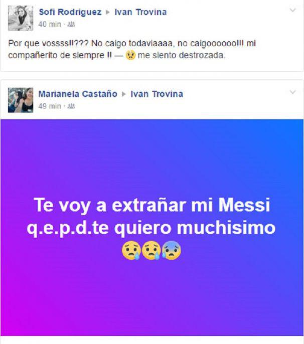 Desgarradores mensajes en redes sociales por la muerte de Ivaacuten Trovina