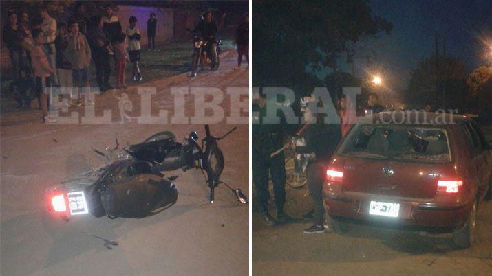 Motociclistas lesionados al impactar con un automoacutevil