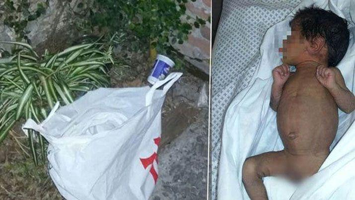 Bebé de 20 días fue abandonado y un perro lo encontró