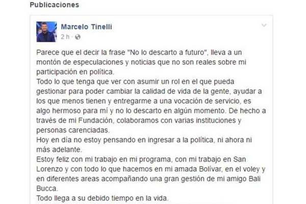 Tinelli- No estoy pensando en ingresar a la poliacutetica 