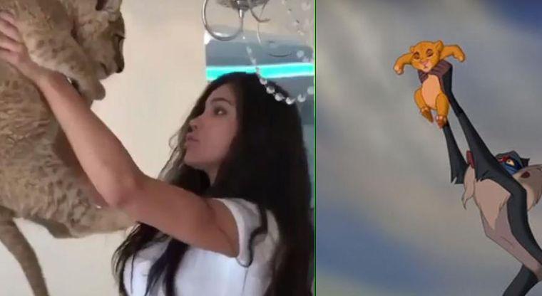 El vergonzoso momento de una joven que intentoacute recrear una escena de El Rey Leoacuten