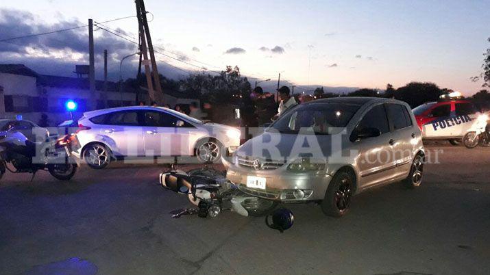 Las Termas- motociclista herida al chocar con un auto