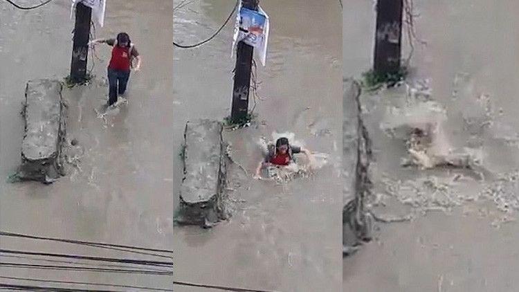 Increiacuteble- Una joven cae por una alcantarilla y reaparece metros maacutes adelante