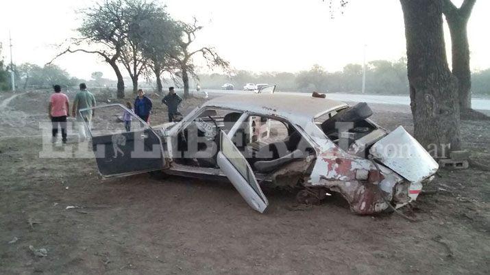 Pampa Muyoj- derrapó con su auto y se incrustó en un rbol