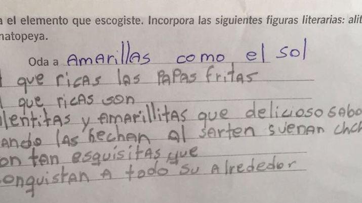 Oh queacute ricas las papas fritas el poema de un nene para la escuela que se hizo viral
