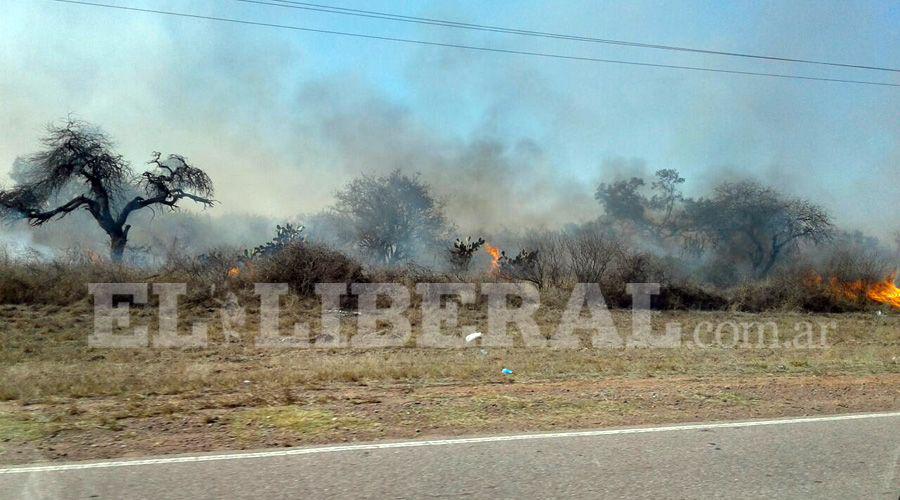 Quema de pastizales complica el traacutensito sobre la Ruta Provincial 93