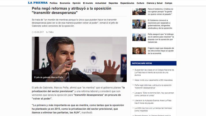 Medios nacionales se hicieron eco de las declaraciones de Marcos Pentildea a EL LIBERAL