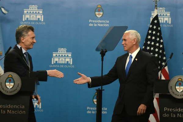 Comercio bilateral y Venezuela en el diaacutelogo entre Pence y Macri 