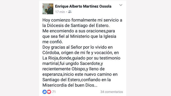 El mensaje de Monsentildeor Martiacutenez Ossola antes de su bienvenida