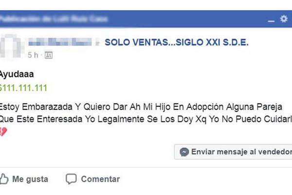 Una joven madre puso en adopcioacuten  a su bebeacute en un grupo de Facebook