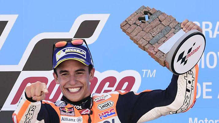 Maacuterquez ganoacute en Aragoacuten y Rossi fue quinto en una pierna