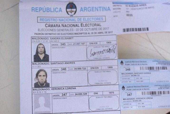 La foto de Santiago Maldonado en el padrón electoral nacional